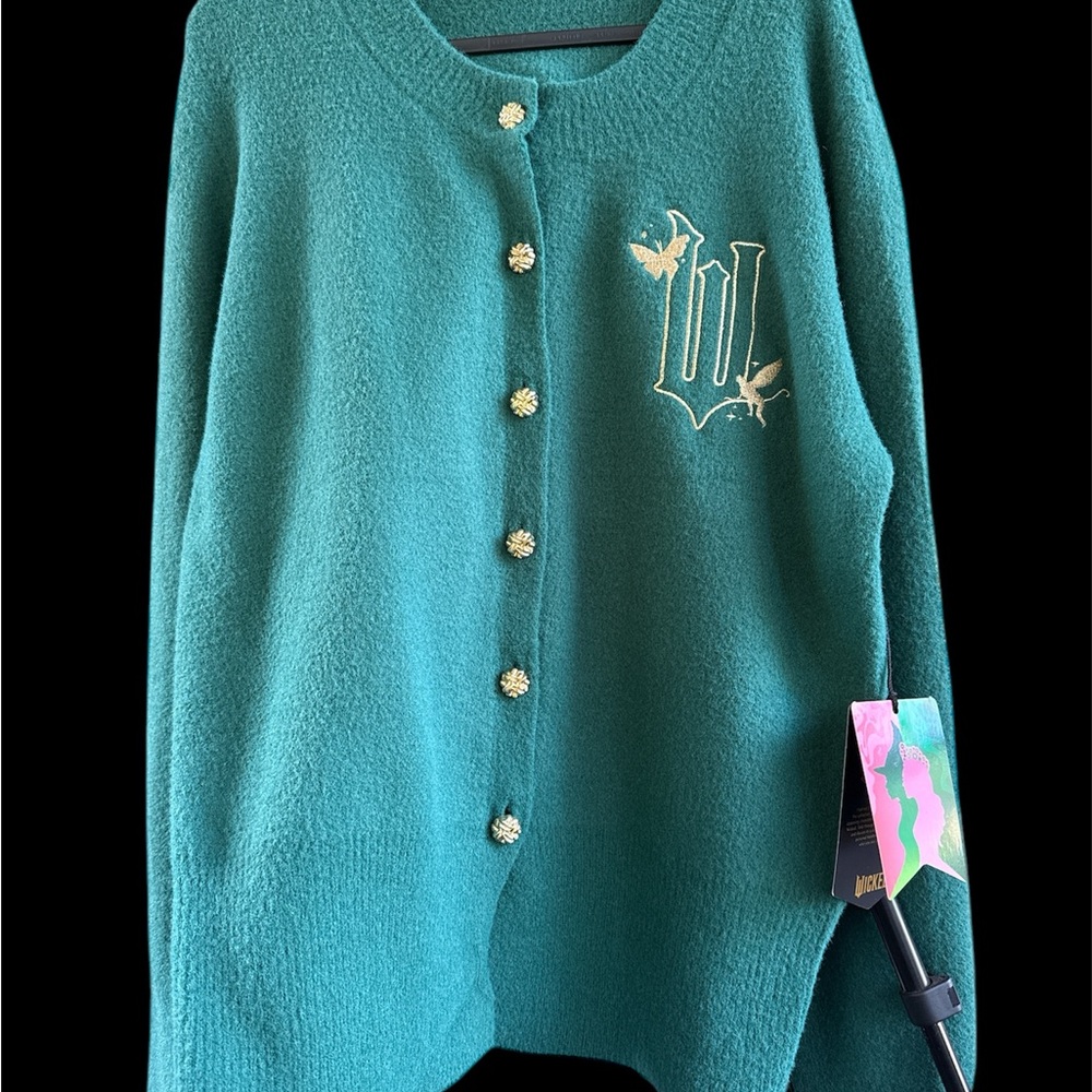 Green Wicked Cardigan by Paul Tazewell for target. As seen on Ariana Grande